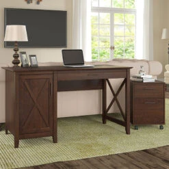 Bush Key West 54"W Single Pedestal Desk With 2 Drawer Mobile Pedestal - KWS006BC