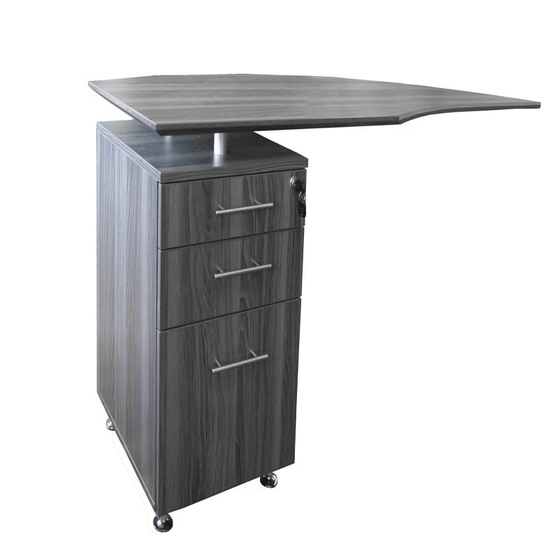 Mayline Medina Executive 72" Desk With Right Return, Left Return, Low-Wall Cabinet, Two Round Cabinet Shelves, Gray Steel - MNT13-LGS - Image 4