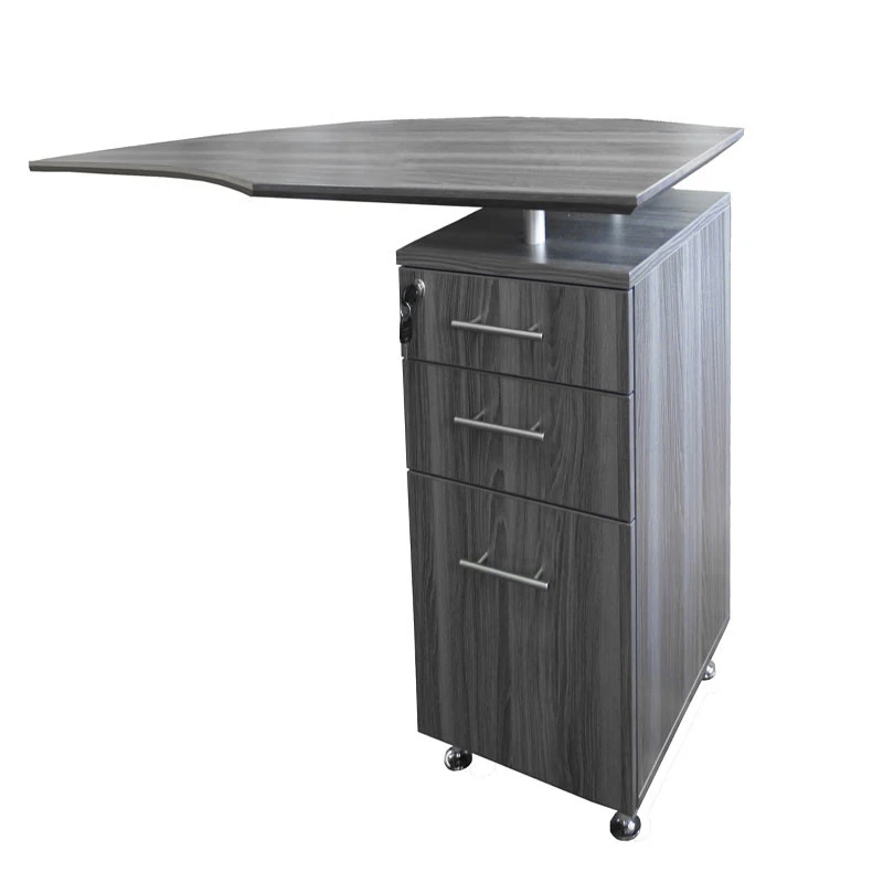 Mayline Medina Executive 72" Desk With Right Return, Left Return, Low-Wall Cabinet, Two Round Cabinet Shelves, Gray Steel - MNT13-LGS - Image 5