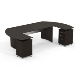 Mayline Medina Laminate Executive 72" Desk U-Shaped With 2Returns And Center Drawer Mocha - MNT6-LDC