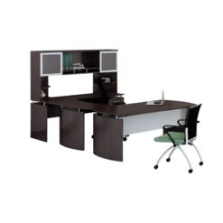 Mayline Medina Executive 72" Desk With Right Bridge, 72 Credenza, 72 Hutch, Center Drawer,Box/Box/File, And 2 Corner Supports, Mocha- MNT36-LDC