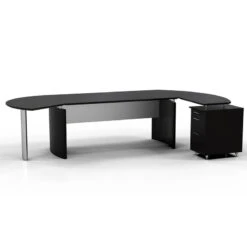 Mayline Medina Executive 72" Desk With Desk Extension, Right Return, And Center Drawer Mocha - MNT4-LDC