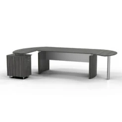 Mayline Medina Executive 72" Desk With Desk Ext, Left Return, And Center Drawer Gray Steel - MNT5-LGS