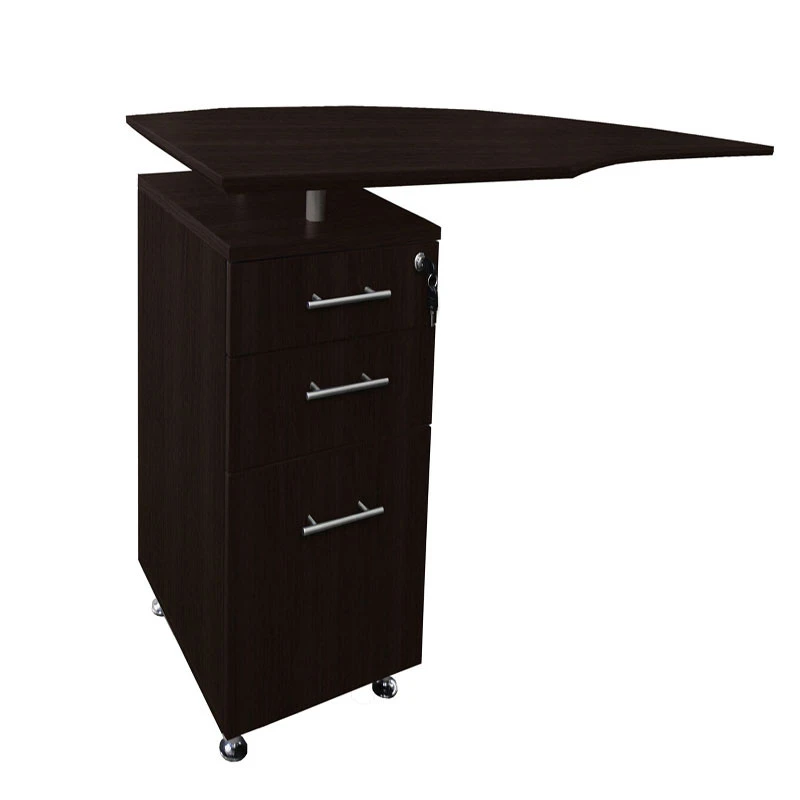 Mayline Medina Executive 72" Desk With Return On Left, Right Curved Desk Extension, And Low Wall Cabinet, Mocha - MNT8-LDC - Image 6