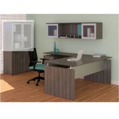 Mayline Medina Executive L-Shaped 72" Desk With Storage Cabinet Package - MNT98-LGS