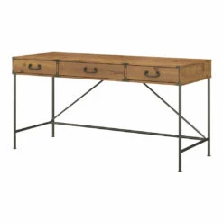 Bush Furniture Ironworks 60W Writing Desk With Drawers Vintage Golden Pine - KI50105-03