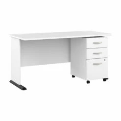 Bush Furniture 60W Computer Desk With 3 Drawer Mobile File Cabinet - STA002WHSU