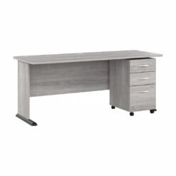 Bush Furniture 72W Computer Desk With 3 Drawer Mobile File Cabinet Platinum Gray - STA004PGSU