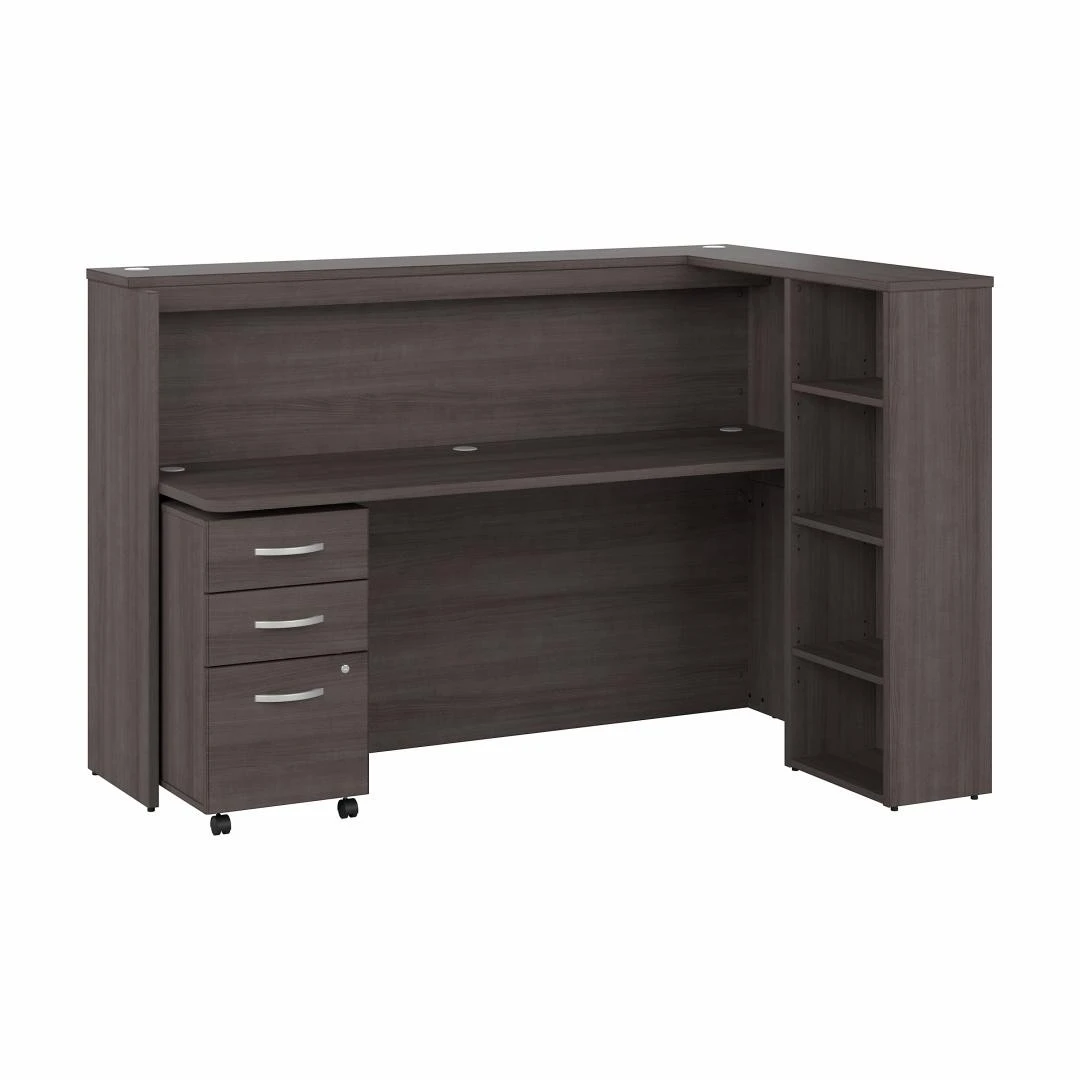 Bush Furniture 72W Cubicle Desk With Shelves And Mobile File Cabinet - STC062SGSU