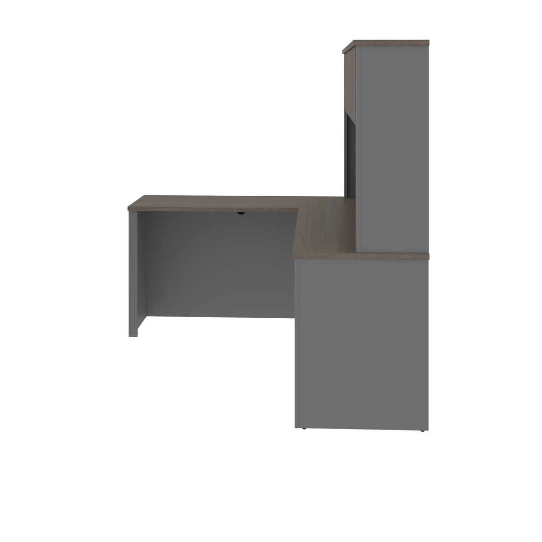Bestar Prestige + 72W L-Shaped Desk With Pedestal And Hutch In Bark Grey & Slate - 99872-000047 - Image 5
