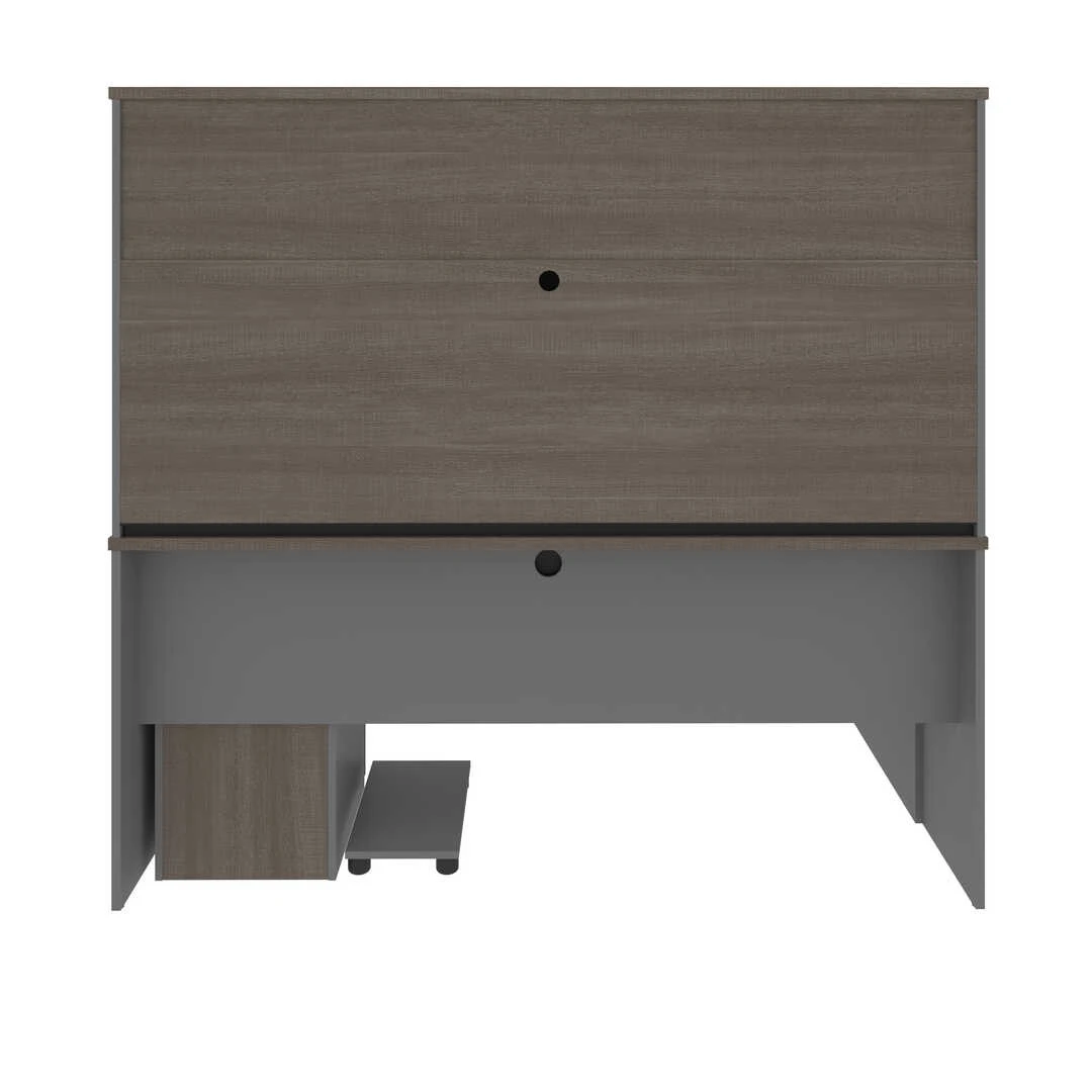 Bestar Prestige + 72W L-Shaped Desk With Pedestal And Hutch In Bark Grey & Slate - 99872-000047 - Image 9