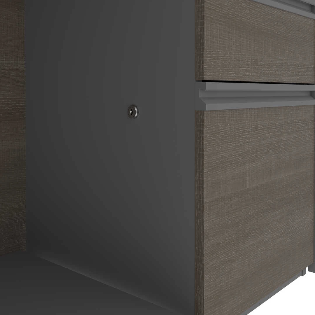 Bestar Prestige + 72W L-Shaped Desk With Pedestal And Hutch In Bark Grey & Slate - 99872-000047 - Image 7