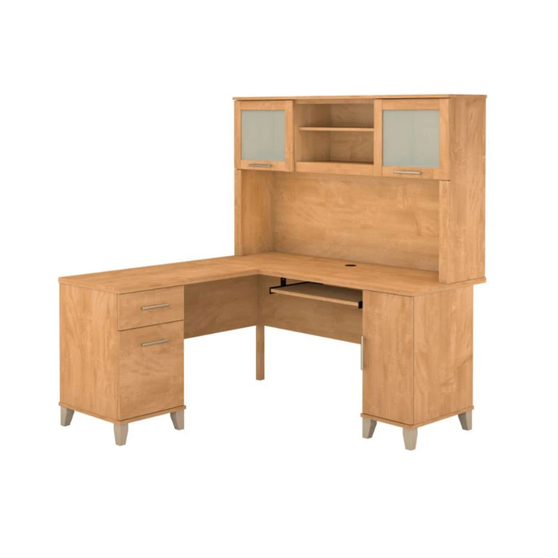 Bush Somerset Collection L-Shaped Desk With Hutch Package 60" Maple Cross - SET002MC - Image 2