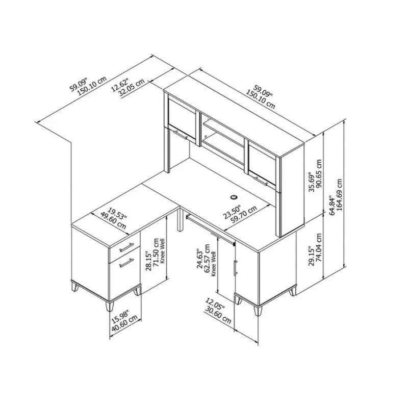 Bush Somerset Collection L-Shaped Desk With Hutch Package 60" Maple Cross - SET002MC - Image 3