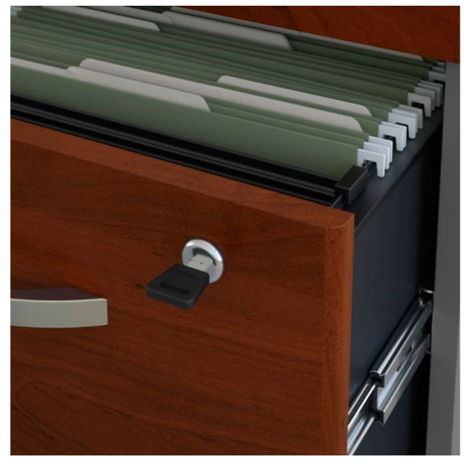 Bush Business Furniture Series C Executive L-Shaped Desk 66" With Return And Mobile Pedestal Hansen Cherry - SRC083HCSU - Image 5