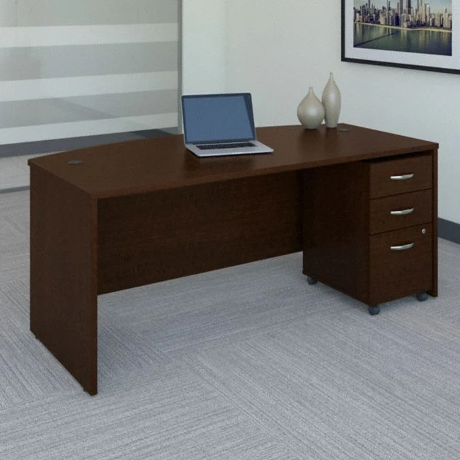 Bush Series C 72W X 36D Bow Front Desk With Mobile File Cabinet Mocha Cherry - SRC079MRSU - Image 3