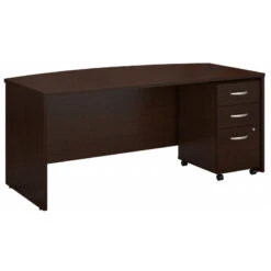 Bush Series C 72W X 36D Bow Front Desk With Mobile File Cabinet Mocha Cherry - SRC079MRSU