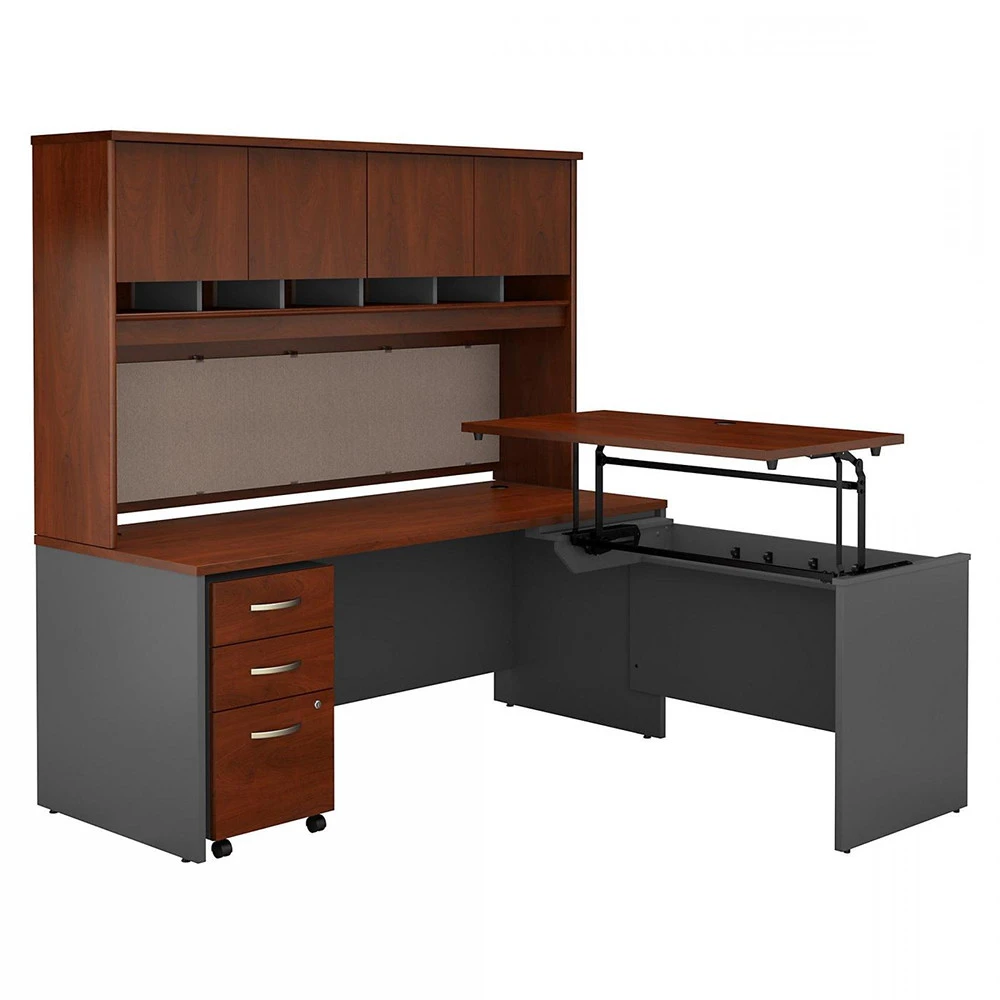 Bush Business Furniture C Series Executive L-Shape Desk 72" With Height Adjustable Bridge Package - SRC124HCSU - Image 3