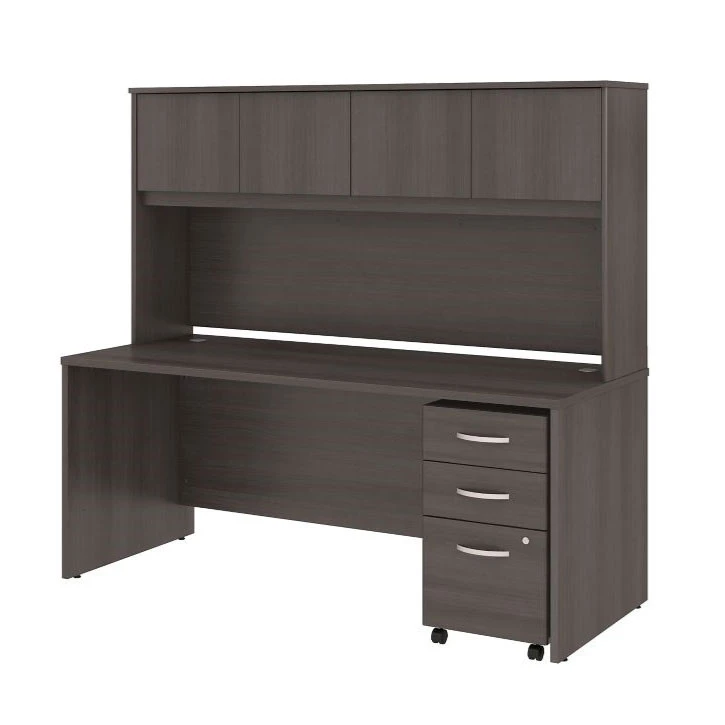Bush Business Furniture Studio C Desk With Hutch And Mobile Pedestal 72" Storm Gray - STC011SGSU - Image 4