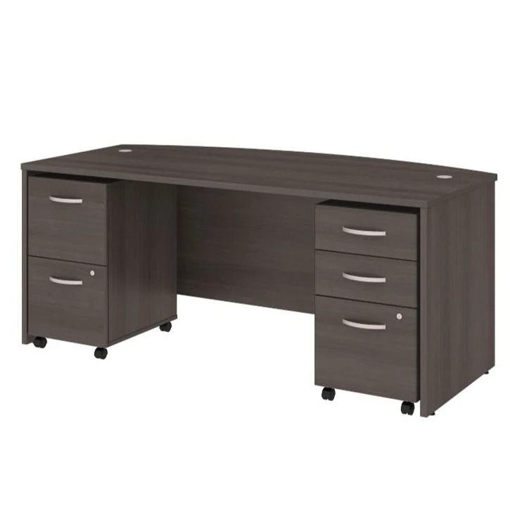 Bush Business Furniture Studio C Bow Front Desk With 2 Pedestals 72" Storm Gray - STC012SGSU - Image 3